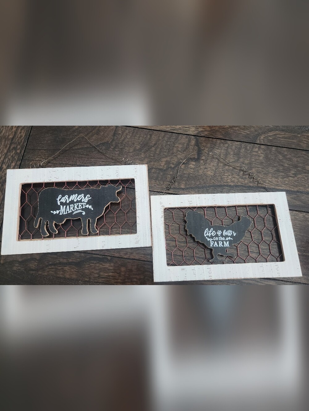 Farmhouse White and Black Hanging Wall Plaque Set